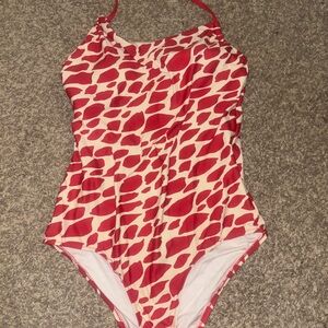 Anthropologie Red and White One Piece Swimsuit